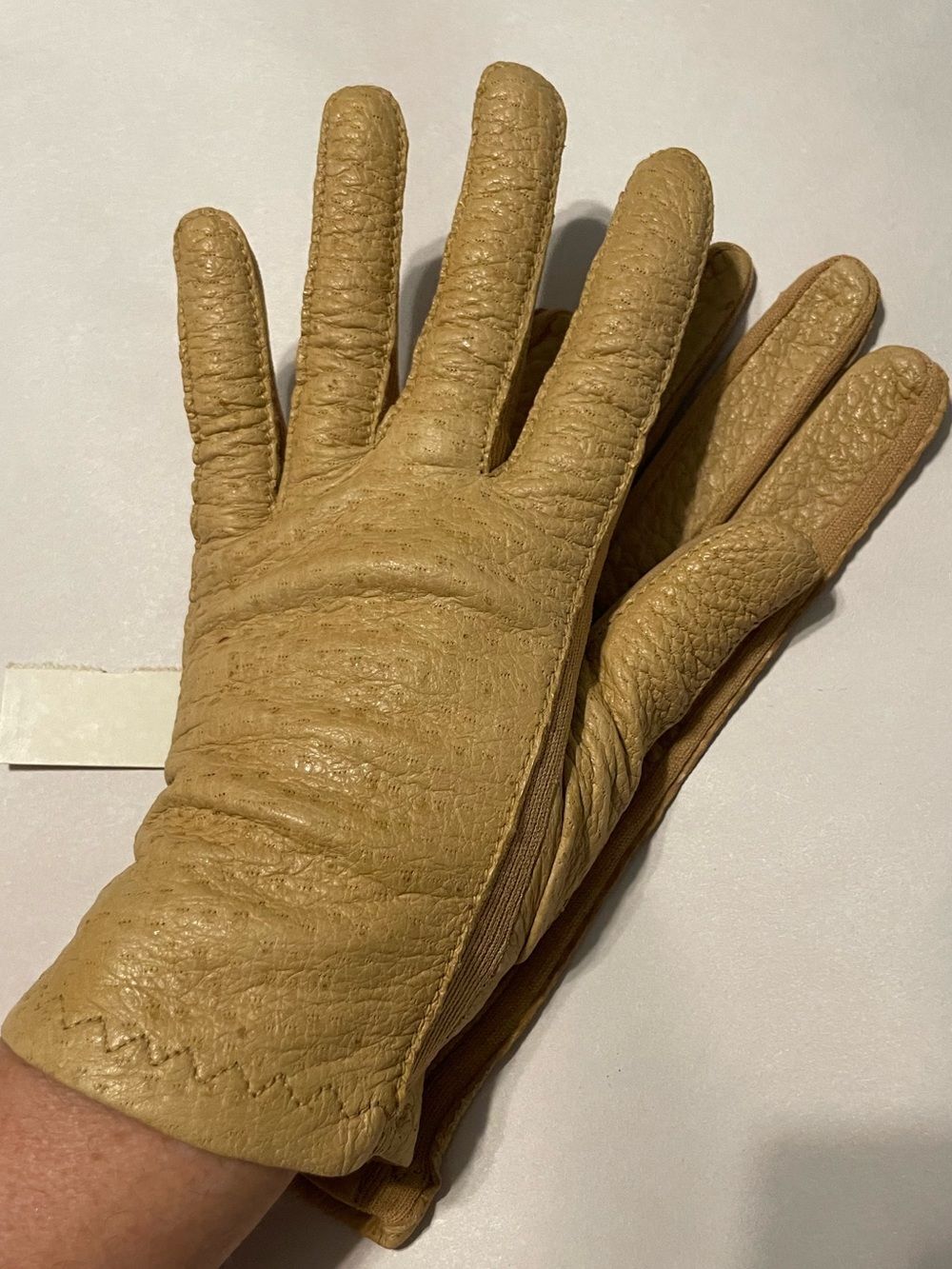 Vintage Tan Genuine Pigskin Leather Driving Gloves